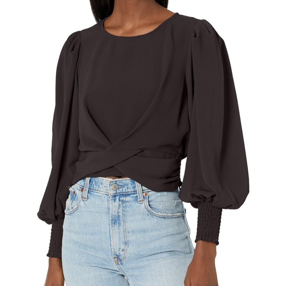 ASTR the Label Wrenley Top Black Size S Cropped Twist Blouse NWOT